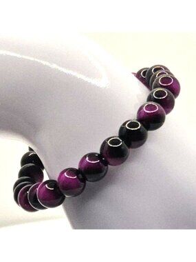 Men's Beaded Stretch Bracelet For Men Purple & Black